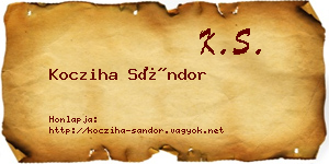 Kocziha Sándor névjegykártya